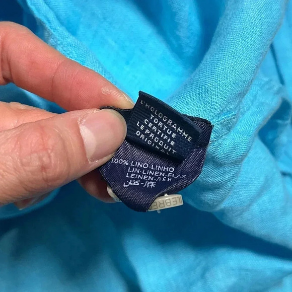 Vilebrequin  Linen Baby Blue Short Sleeve Button Up Shirt Mens 2XL - Picture 8 of 9